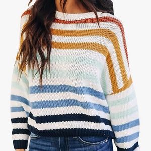 Zesica Long Sleeve Crew Neck Striped Sweater